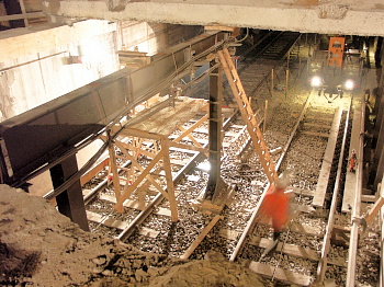 ein Blick von oben auf die Gleise der U3 am Berliner Tor