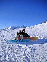 Boarder mit Grossglockner Skigebiet Heiligenblut