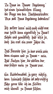 ... und schrieb folgendes Gedicht mit dem Titel "Haus  Vogelsang"